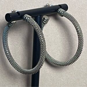 Gold Tone Metal Mesh Hoop Earrings